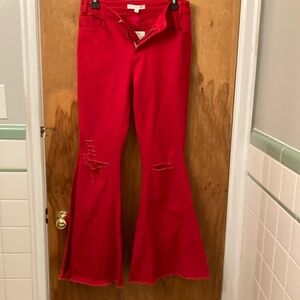 NWT Hot & Delicious Red Flare Bottom Jeans